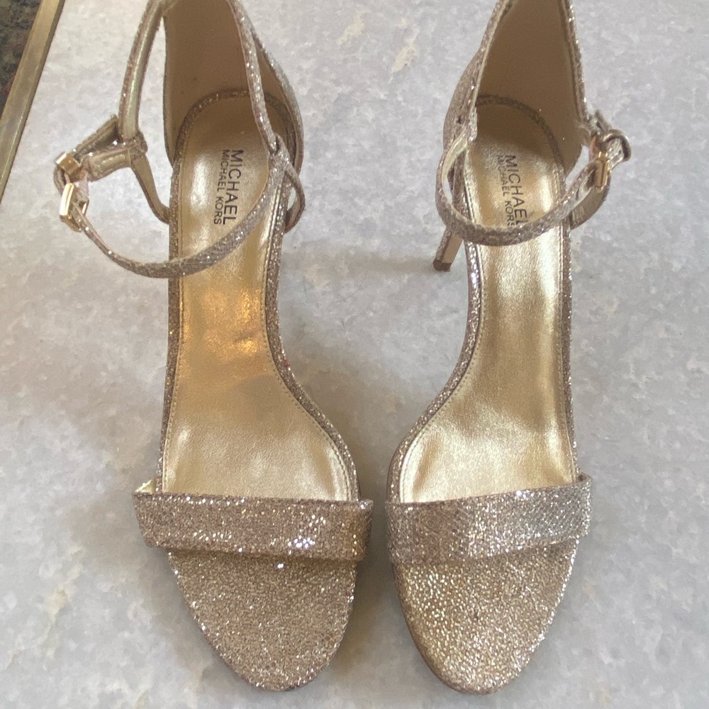 MICHAEL Michael Kors Glitter Gold Ankle-Strap Heels